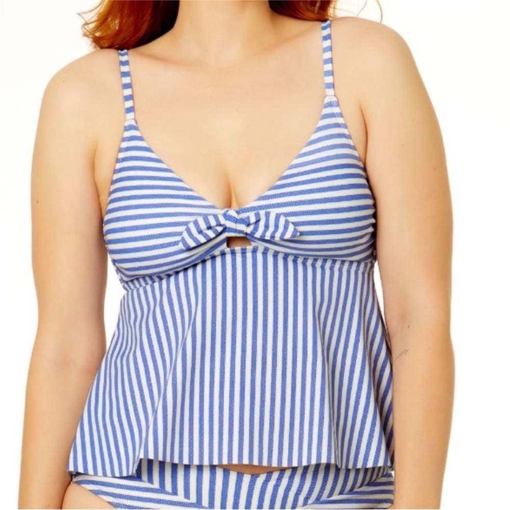 Time and Tru Women's Front Tie Striped Tankini top and bottom size 3X